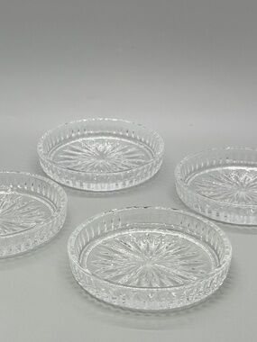 Princess House Crystal Coasters Set of 4 Features starburst Center  3.75"